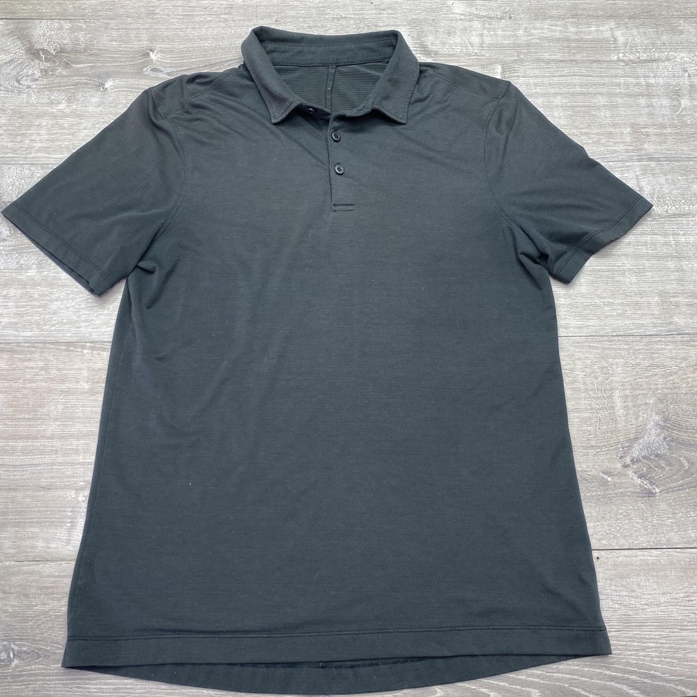 Lululemon Polo Shirt Mens Small Black Performance Golf Stretch Athletic Top